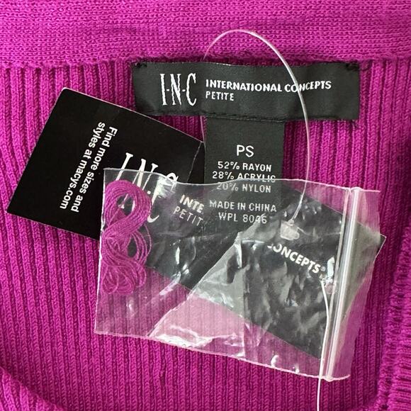 NWT INC International Concept Knit Ribbed Peplum Top Petite Size S Pink Stretch - Picture 10 of 12